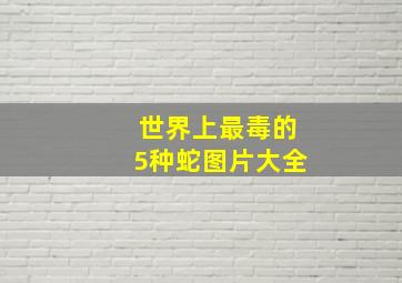 世界上最毒的5种蛇图片大全