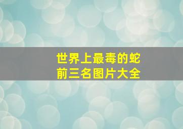 世界上最毒的蛇前三名图片大全