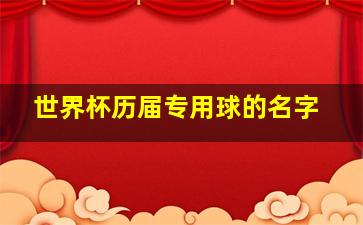 世界杯历届专用球的名字