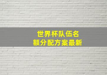 世界杯队伍名额分配方案最新