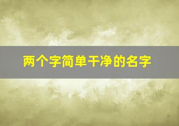 两个字简单干净的名字