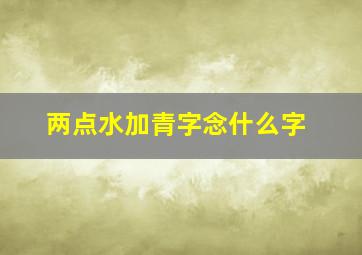 两点水加青字念什么字