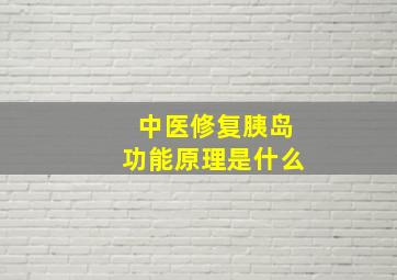 中医修复胰岛功能原理是什么