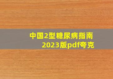 中国2型糖尿病指南2023版pdf夸克