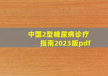 中国2型糖尿病诊疗指南2023版pdf