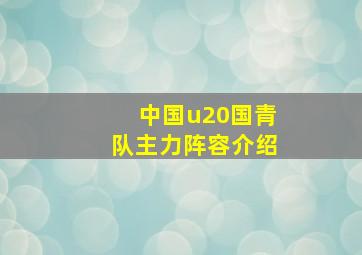 中国u20国青队主力阵容介绍