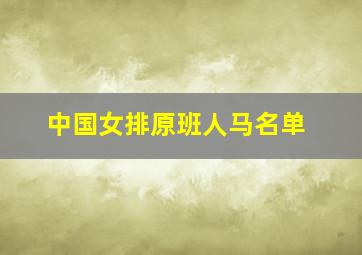 中国女排原班人马名单