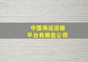 中国海运运输平台有哪些公司