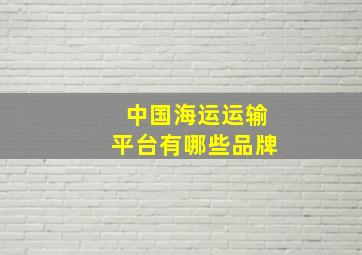 中国海运运输平台有哪些品牌