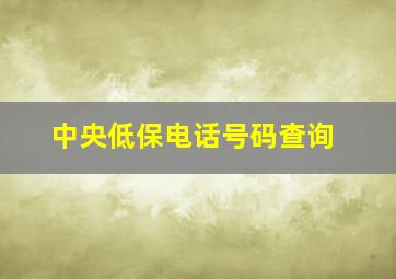 中央低保电话号码查询