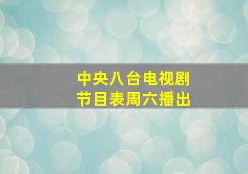 中央八台电视剧节目表周六播出