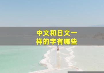 中文和日文一样的字有哪些