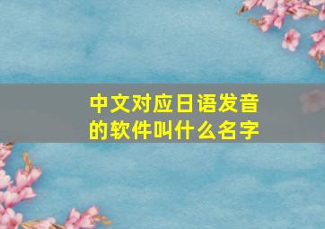 中文对应日语发音的软件叫什么名字