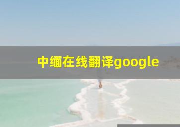 中缅在线翻译google