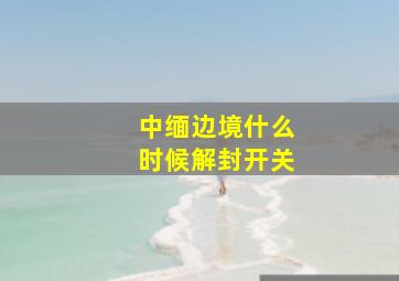 中缅边境什么时候解封开关