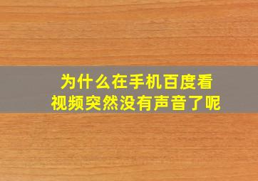 为什么在手机百度看视频突然没有声音了呢