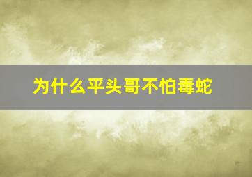 为什么平头哥不怕毒蛇