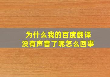 为什么我的百度翻译没有声音了呢怎么回事