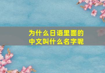 为什么日语里面的中文叫什么名字呢