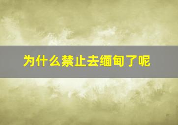 为什么禁止去缅甸了呢