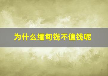 为什么缅甸钱不值钱呢