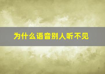 为什么语音别人听不见