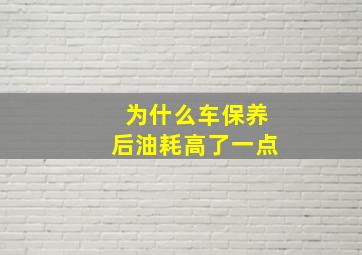 为什么车保养后油耗高了一点