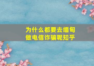 为什么都要去缅甸做电信诈骗呢知乎