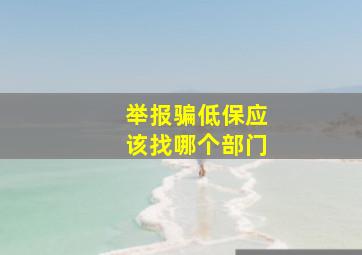 举报骗低保应该找哪个部门