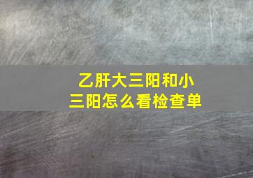 乙肝大三阳和小三阳怎么看检查单