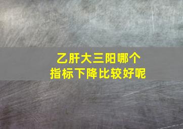 乙肝大三阳哪个指标下降比较好呢