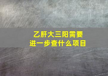 乙肝大三阳需要进一步查什么项目