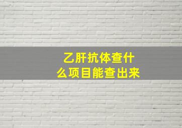 乙肝抗体查什么项目能查出来