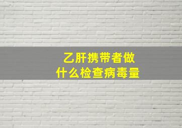 乙肝携带者做什么检查病毒量