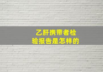 乙肝携带者检验报告是怎样的