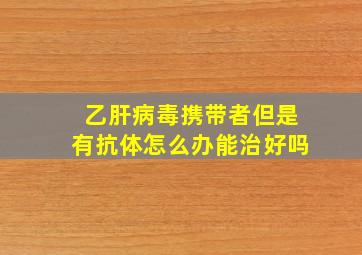 乙肝病毒携带者但是有抗体怎么办能治好吗