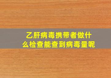 乙肝病毒携带者做什么检查能查到病毒量呢