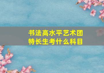 书法高水平艺术团特长生考什么科目