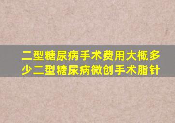 二型糖尿病手术费用大概多少二型糖尿病微创手术脂针