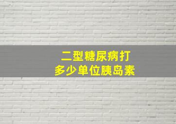 二型糖尿病打多少单位胰岛素