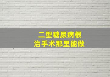 二型糖尿病根治手术那里能做