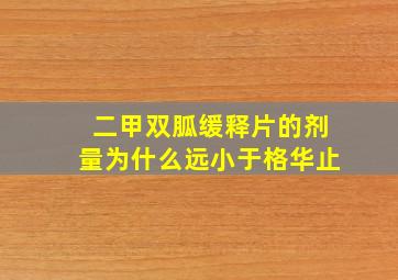 二甲双胍缓释片的剂量为什么远小于格华止