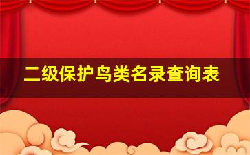 二级保护鸟类名录查询表