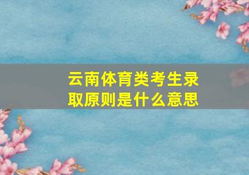 云南体育类考生录取原则是什么意思