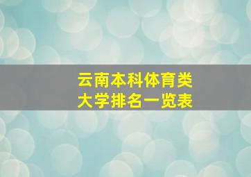 云南本科体育类大学排名一览表