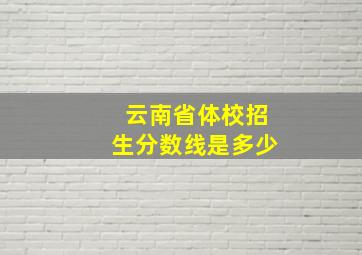 云南省体校招生分数线是多少