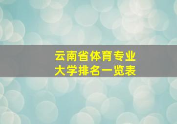 云南省体育专业大学排名一览表