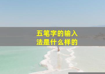 五笔字的输入法是什么样的