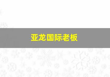 亚龙国际老板