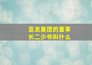 亚龙集团的董事长二少爷叫什么